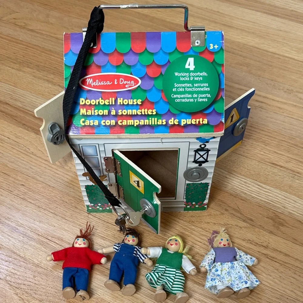 Melissa & Doug Wooden Doorbell House Toy - Red, Green, Blue, Purple, White - Picture 1 of 8